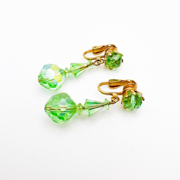 Vintage Jewelry - Vintage Uranium Glass Beaded Earrings